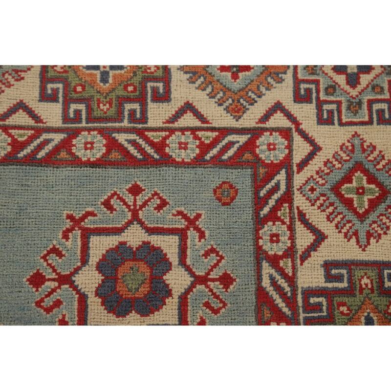 Blue Kazak Oriental Area Rug Handmade Wool Carpet - 4'10" x 6'6"
