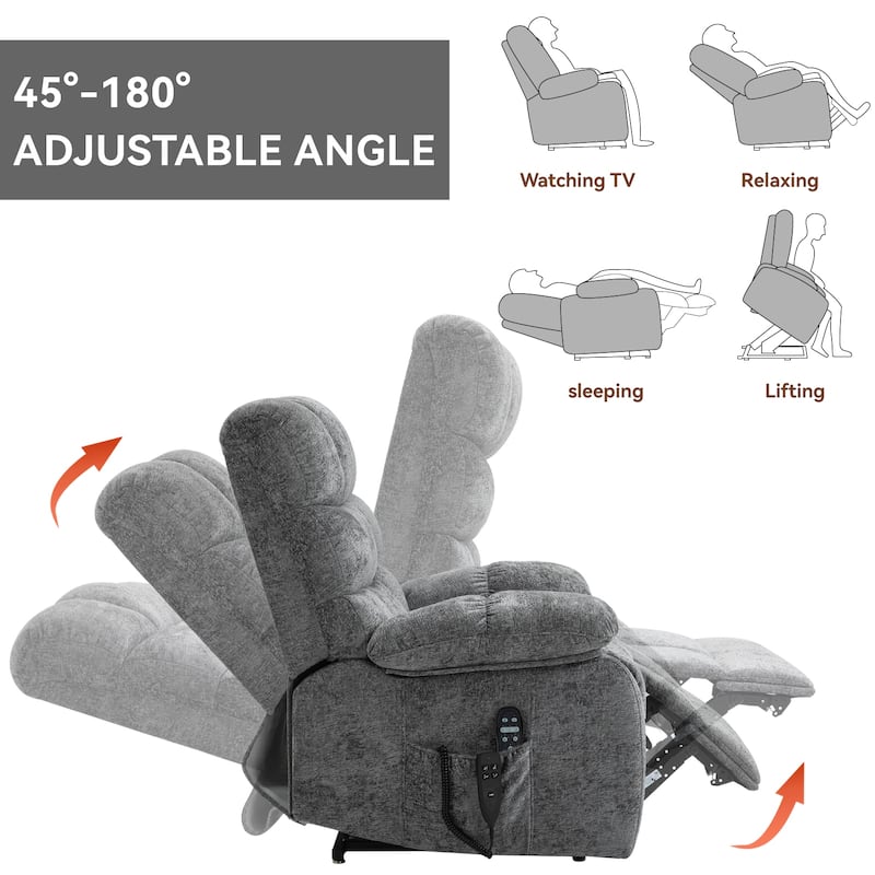 Heat Massage Lift Recliner Chair, Dual Motor Infinite Position, Remote