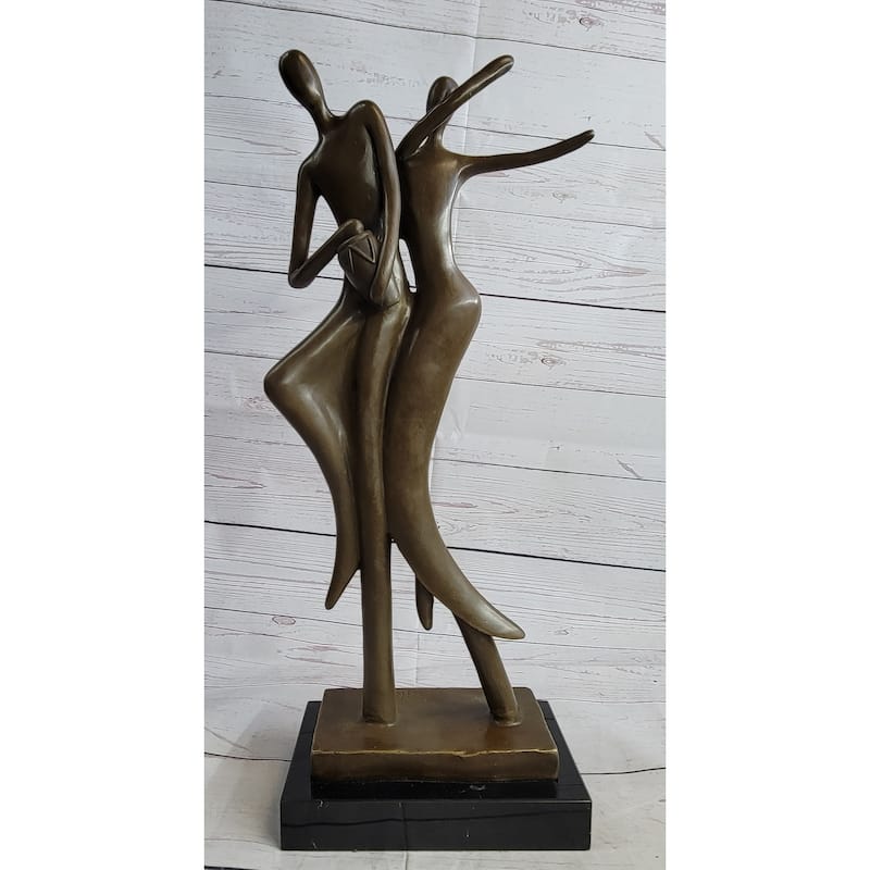 Contemporary Modern Art Bronze Statue Sculpture Of Dancing Couple Romance Figurative