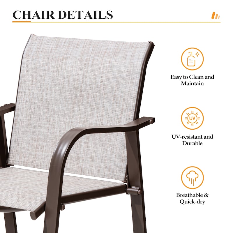 Crestlive Products Outdoor Outdoor Cast Aluminum Swivel Bar Stools with Sunbrella Cushion