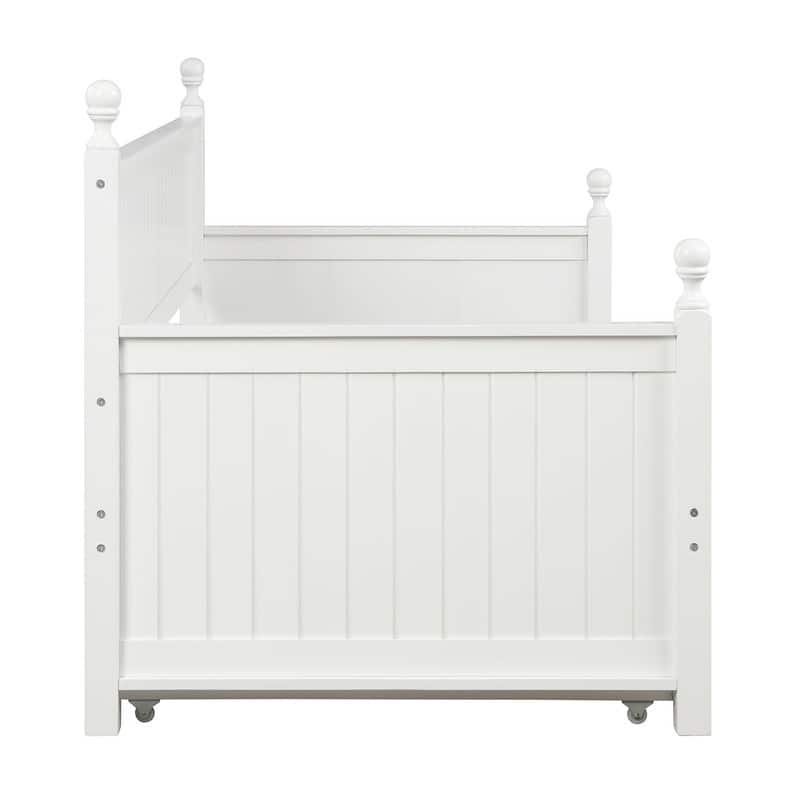 Wood Daybed Twin with Trundle, Twin Size Daybed Frame Sofa Bed