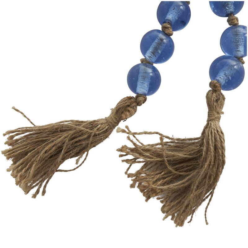 Glass Handmade Round Beaded Garland with Tassel with Knotted Brown Jute - Roche River Decor