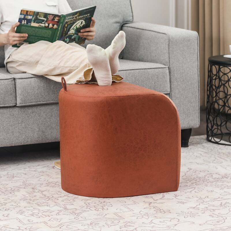 Adeco Leathaire Ottoman Upholstered Foot Stool with Curve