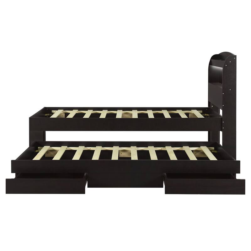 Twin XL Size Platform Bed with Storage LED Headboard,Charging Station