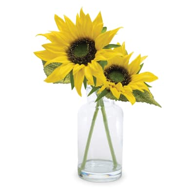 Sunflower Floral Vase (Set of 2) - Yellow, Green