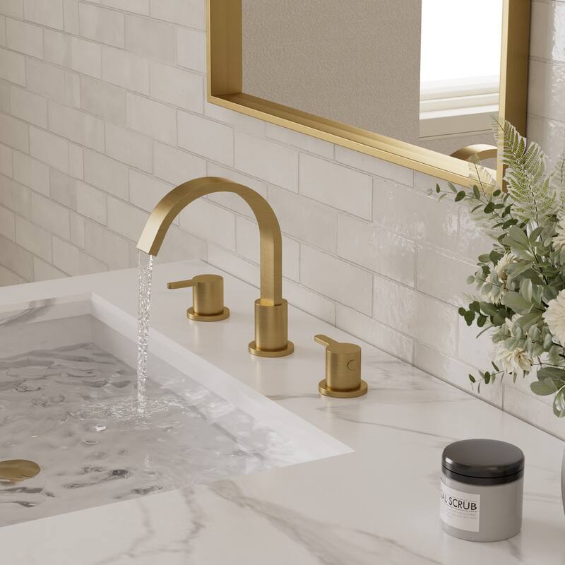 GRANDJOY 3-Hole Widespread Sink Faucet Stainless Steel Waterfall Bathroom Faucet