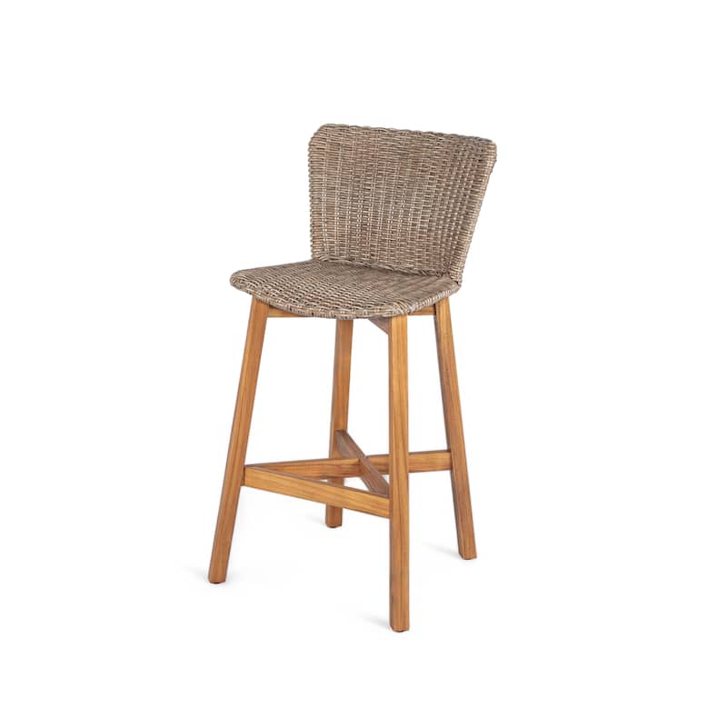 Christopher Knight Home - Lina Acacia and Rattan Outdoor Barstool (Set of 2)