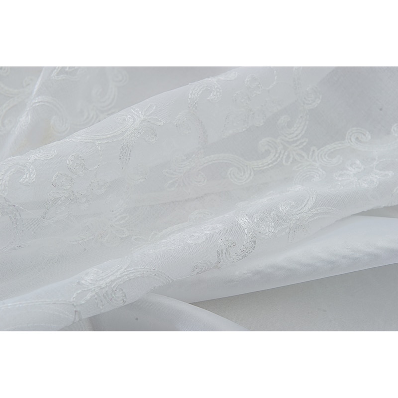 Porch & Den Easterday Damask Embroidered Rod Pocket Single Curtain Panel - 54 x 90 in.
