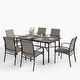 preview thumbnail 1 of 12, MAISON ARTS 7-Piece Patio Dining Set with Metal Rectangle Table and 6 Textilene Dining Chairs Brown