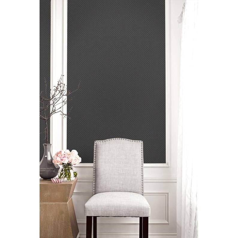 Seabrook Designs Mini Diamond Geo Unpasted Wallpaper - 27 in. W x 27 ft. L - Ebony Glitter