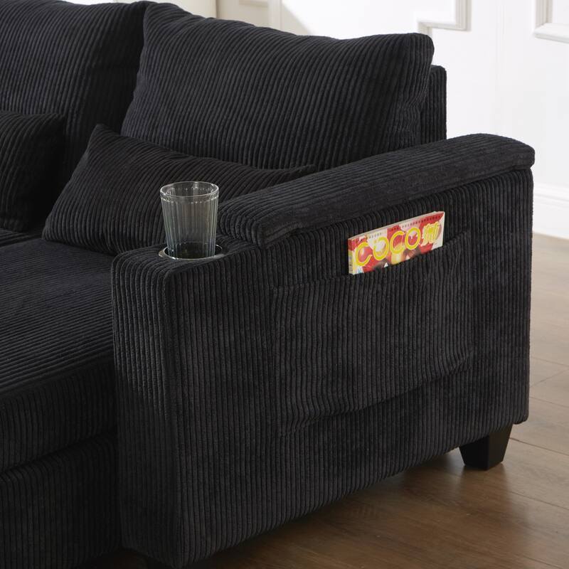 Sofa Chair Sofa Bed Corduroy Sleeper Sofa with USB Ports