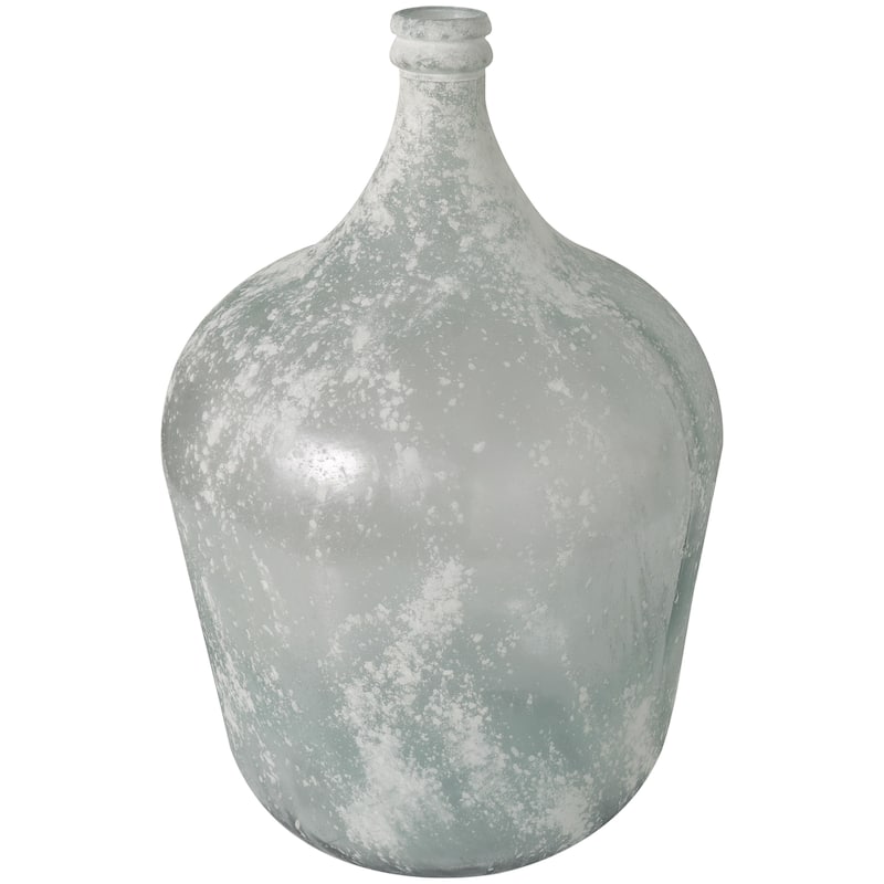 Recycled Glass Handmade Frosted Spanish Bottle Decorative Vase - Clear - Roche River Decor