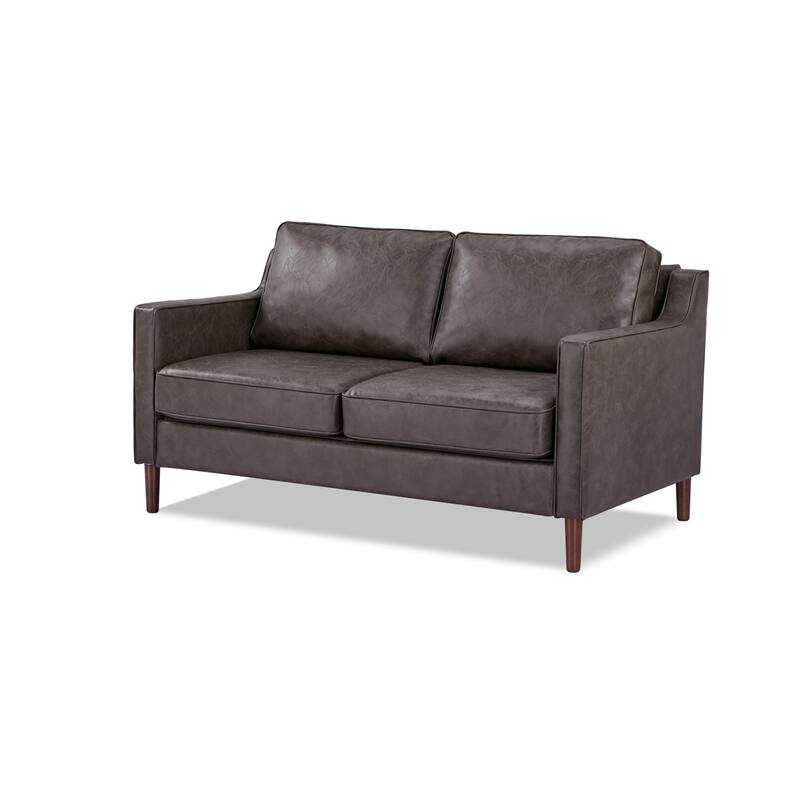 Artdeco Home - Sedona Modern Loveseat Sofa, Faux Linen / Vegan Leather Couch