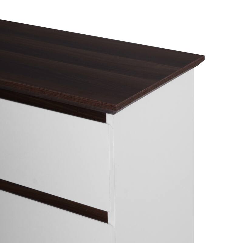 Modern Minimalist Dressing Table/Storage Cabinet with 5 Drawers and Solid Wood Countertop, for Bedrooms Living Rooms