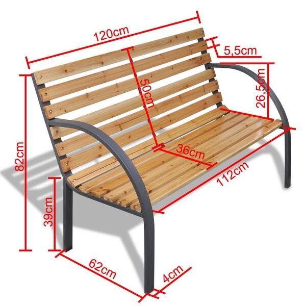 Shop Vidaxl Outdoor Garden Bench Wooden Iron Metal Curved Back