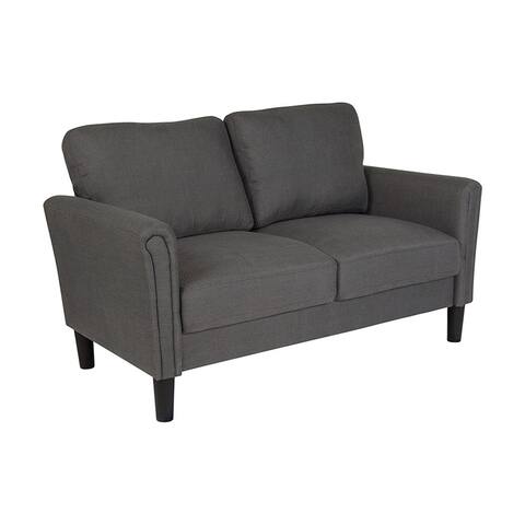 Offex Contemporary Upholstered Loveseat with Oversized Back Cushion in Dark Gray Fabric