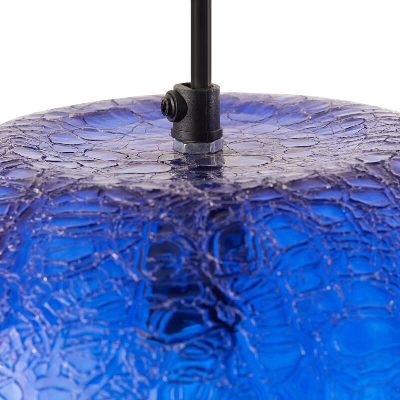 Sophia River of Goods Black Metal and Glass 9.8-Inch Pendant Light with Adjustable Hanging Cord - 9.8" x 9.8" x 9.8/68.8"
