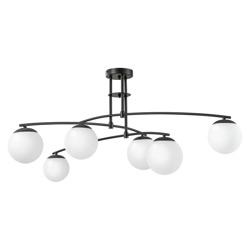 Elser 6-Light Sputnik Globe Ceiling Light Frosted Opal Glass Globe Bubble Semi-Flush Mount Light