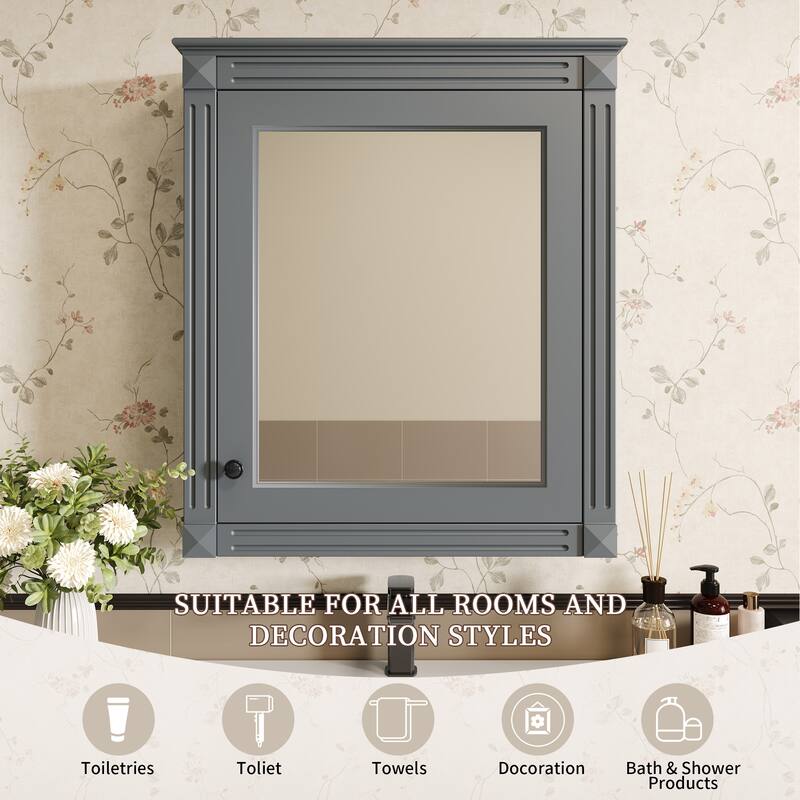 24'' x 27'' Wall Mounted Bathroom Storage Cabinet with Mirror