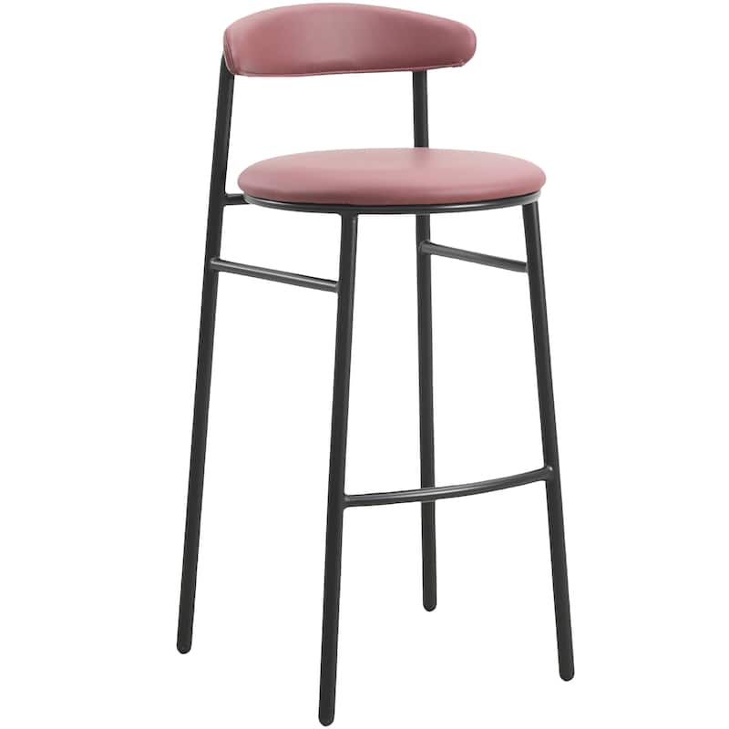 Polyster Bar Stool in Black Stainless Steel Lume Series by LeisureMod - Burgundy