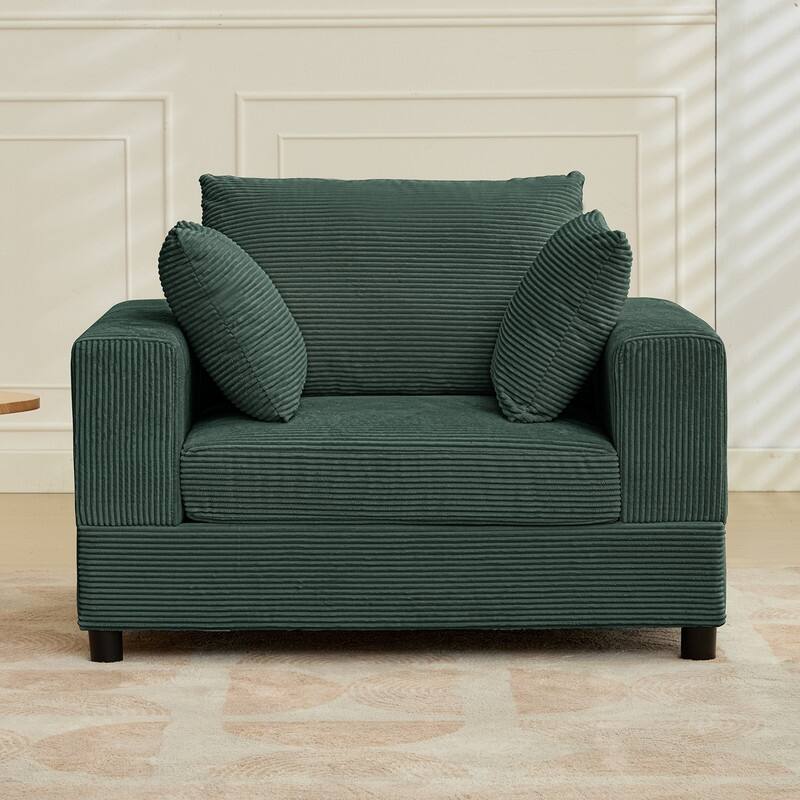 Mixoy 50 "D Sofa Chair with Ottoman, 2 Cushions, Large Corduroy Upholstered Comfy Chaise Lounge Deep Seat Sleeper Chair Indoor