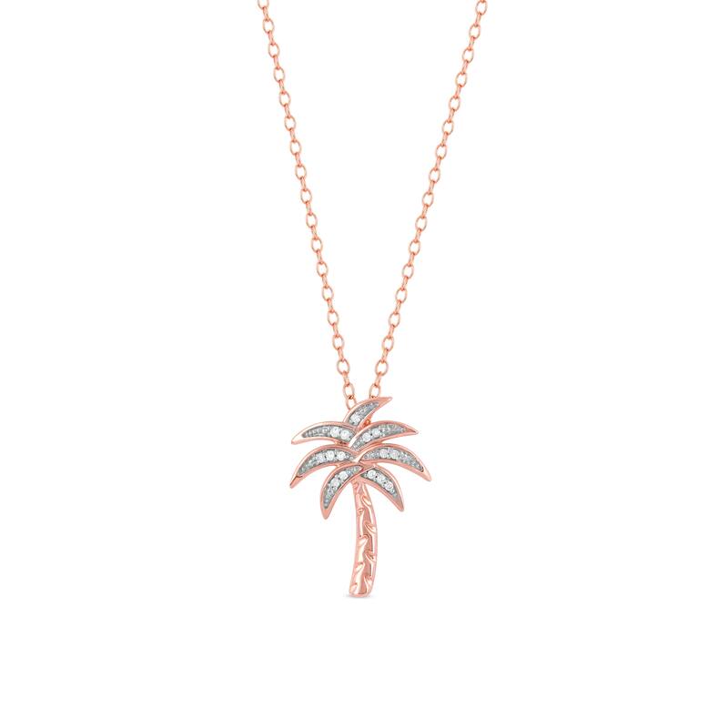 1/20ct Diamond Accented Palm Tree Pendant Necklace in Silver for Women