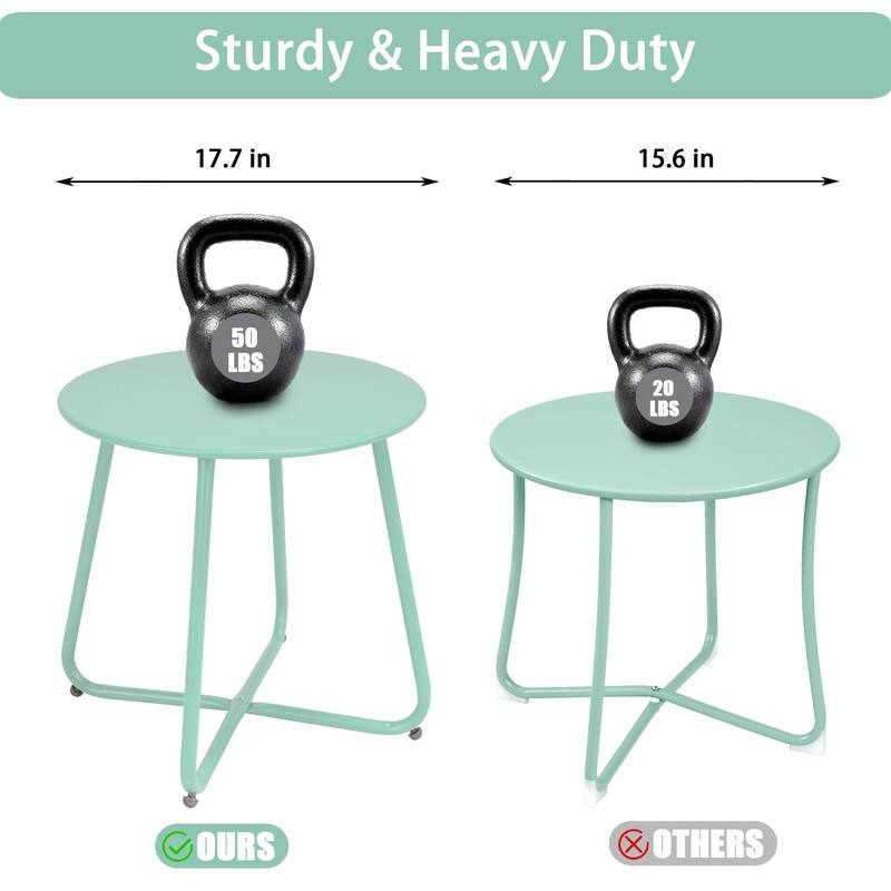 Clihome Outdoor Modern Steel Round Accent Side Table