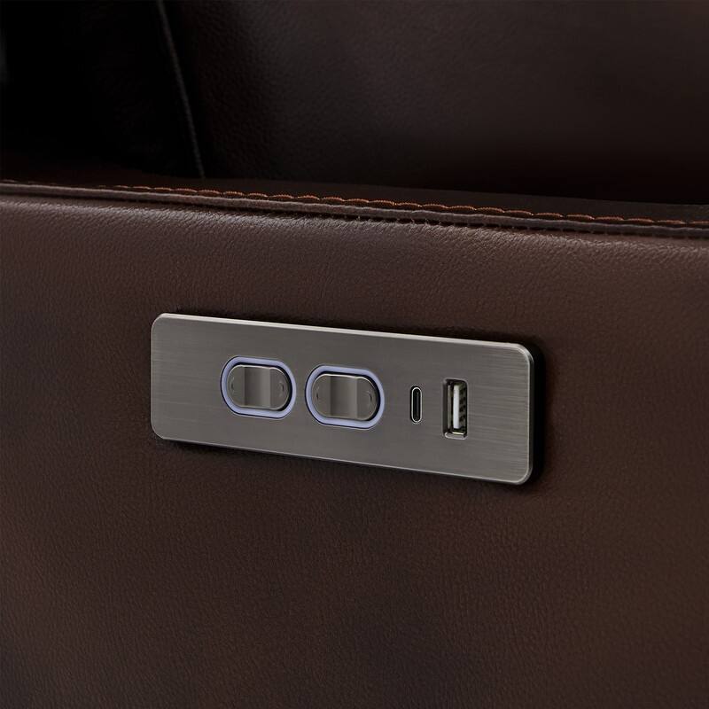 Spruce & Spring Regan Leather Power Recliner Swivel Glider Rocker with Power Headrest