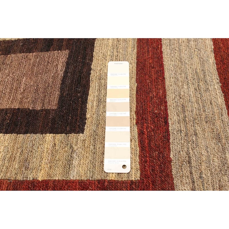 ECARPETGALLERY Flat-Weave Natural Khaki Wool Tapestry Kilim - 2'8 x 8'10