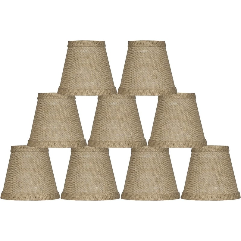 Chandelier Lamp Shade 3x5x4.5", Hardback, Clip On, Burlap - 5*9