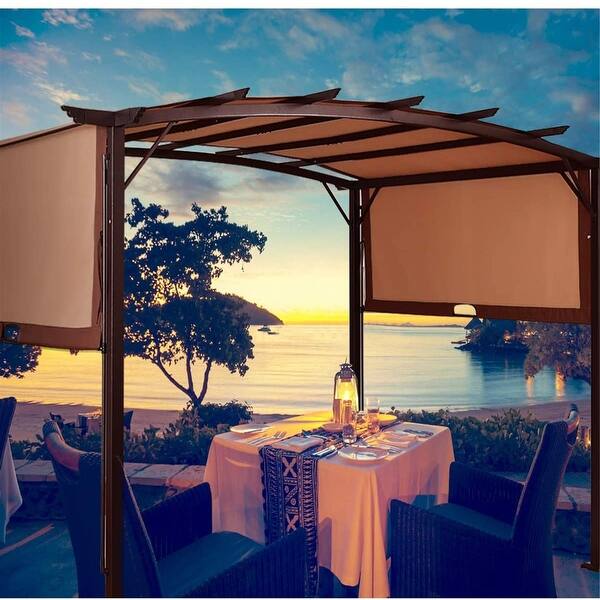 Shop 12 X 9 Pergola Gazebo Canopy Outdoor Patio Garden Steel Frame Sun Shelter With Retractable Canopy Shades 9 X 12 Overstock 31428096