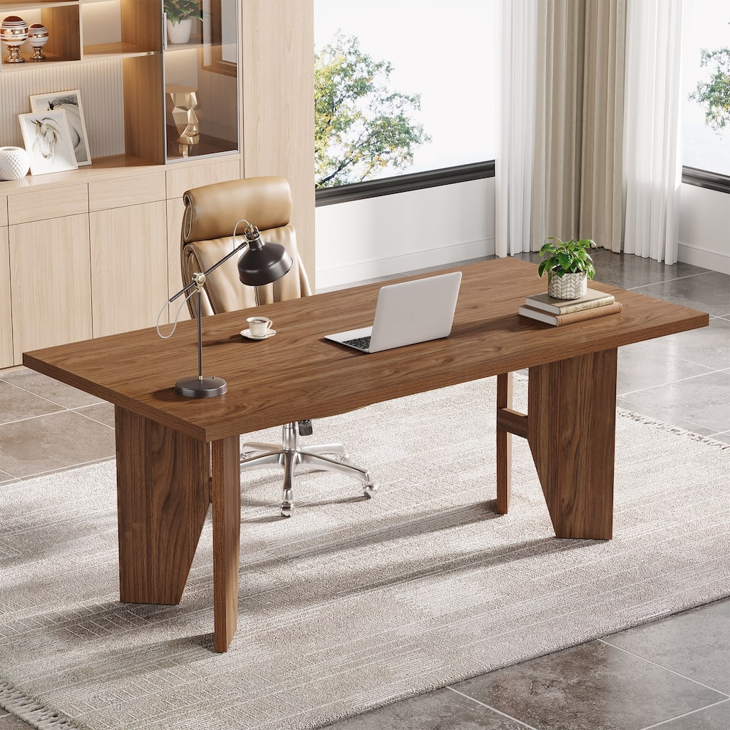 63" Executive Desk, Farmhouse Office Computer Desk with Sturdy Legs