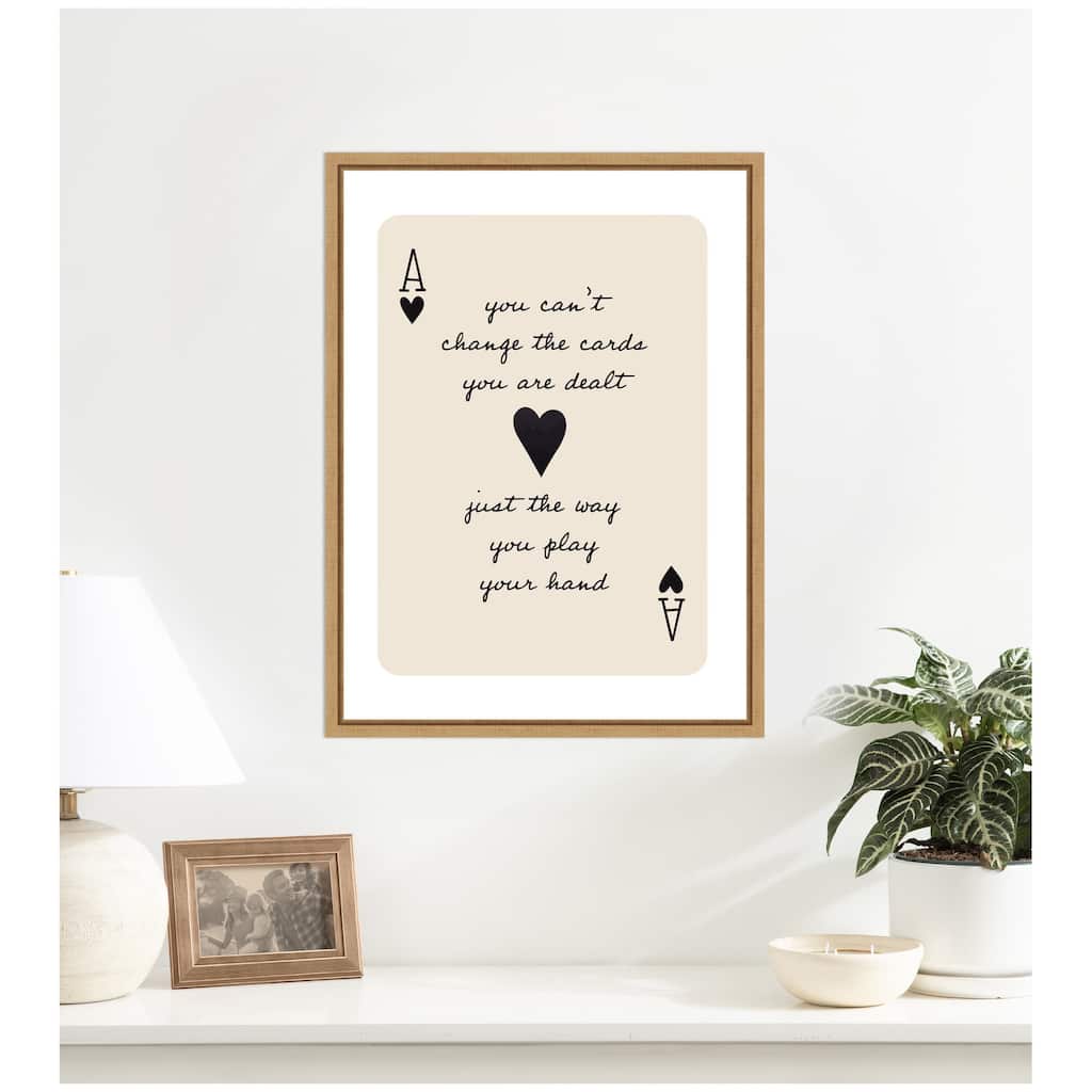 Kate and Laurel Ace of Heart Cards Positive Quote expansion by The Creative Bunch Studio Framed Canvas Wall Art Print