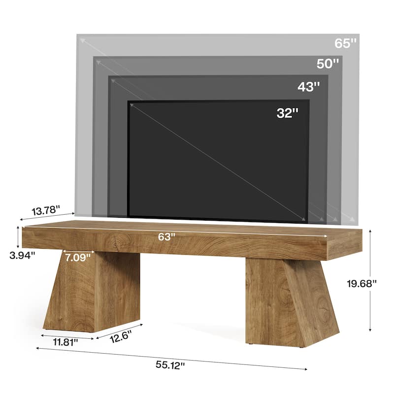 63" TV Stand for TVs up to 75 Inch, Modern Large Media Console with Sturdy Base