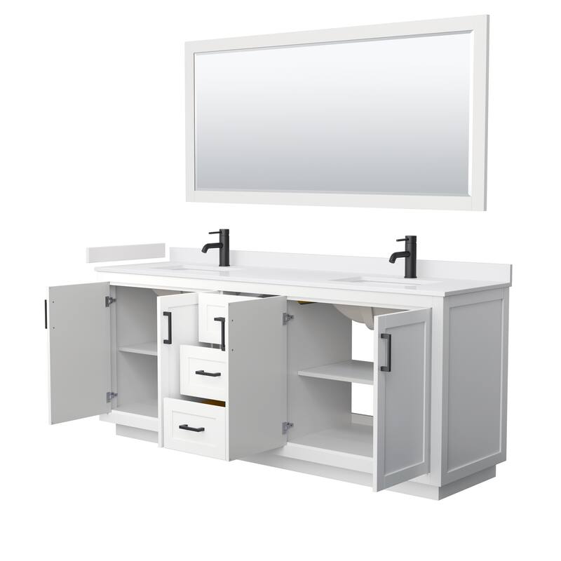 Miranda Double Vanity Set, Cultured Marble Top, 70-Inch Mirror