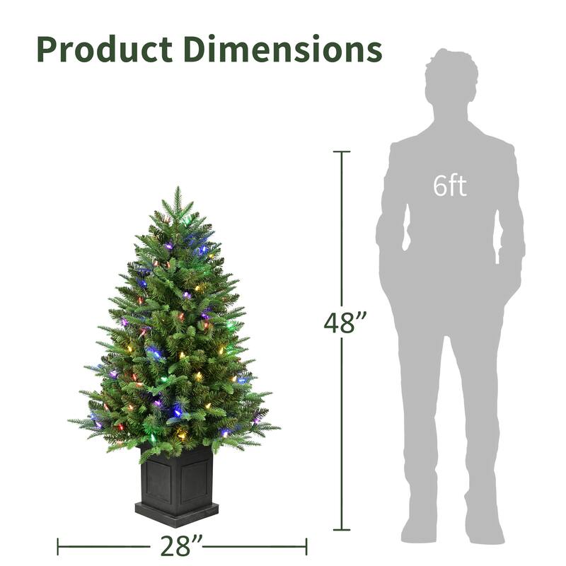 Puleo International 40" Pre-Lit Fraser Fir Potted Tree with 100 Multi-Color LED Lights
