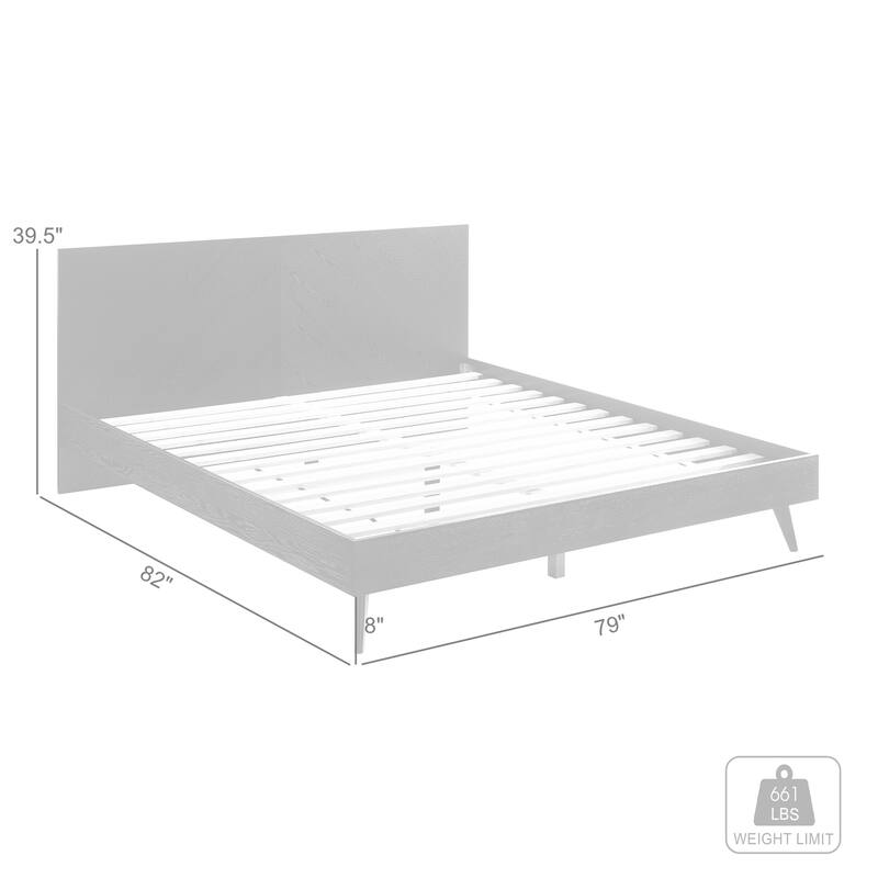 King Size Bed Frame Wood Platform Bed Modern Black Finish Bedroom Furniture