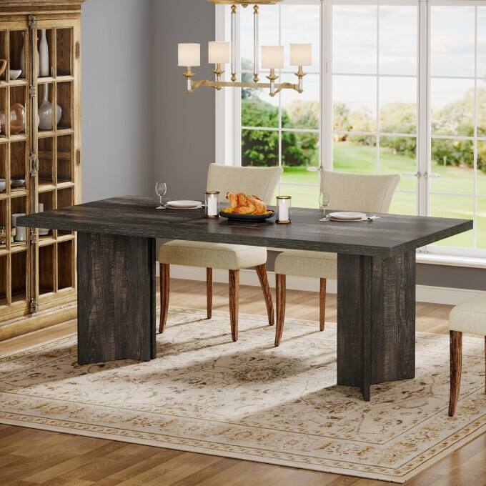 63-inch Rectangle Wooden Dining Table with Large Tabletop and Heavy Duty Legs for 4 to 6 People