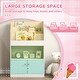 preview thumbnail 2 of 12, Kids Bookcase with 3 Shelves, 1 Storage Compartment and 1 Cabinet