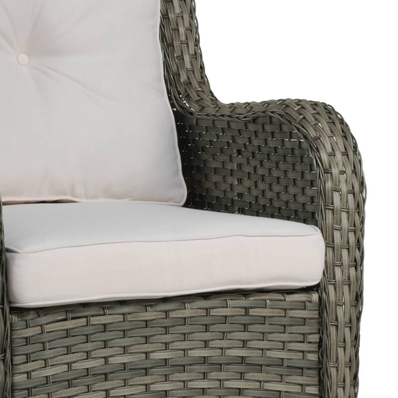 3 Pieces Outdoor Swivel Rocking Chair Patio Bistro Set with Side Table