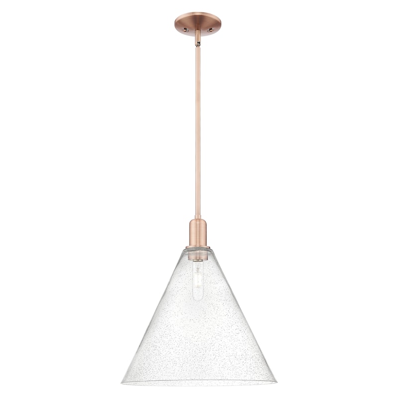 Innovations Lighting Endless Possibilities Arcadia - Berkshire Glass - 1 Light 16" Stem Hung Mini Pendant - Antique Copper/Seedy