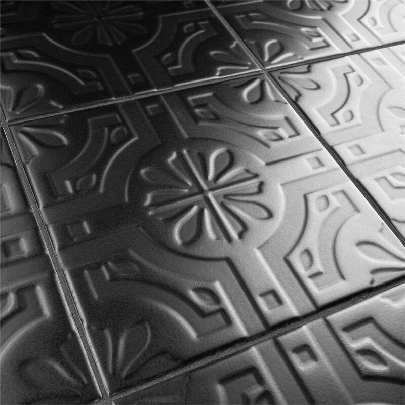 Merola Tile Triplex Real Black 7-3/4" x 7-3/4" Ceramic Wall Tile