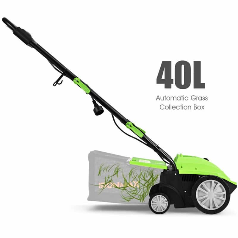 12-AMP Corded Electric Scarifier & Dethatcher 13" Cutting Width with 40L Grass Collection Bag - 40" x 20" x 40"