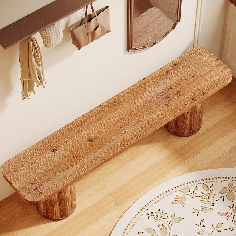63" Extra Long Solid Wood Entryway Bench, Dining Bed End Accent Bench Seat for Living Room Foyer Bedroom