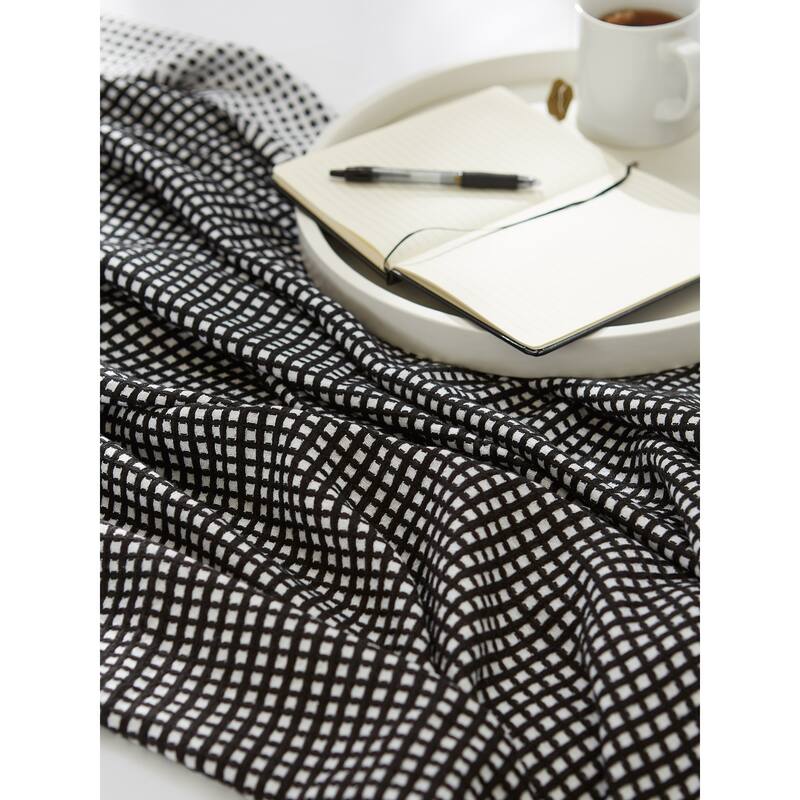 DII Black & White Waffle Knit Throw