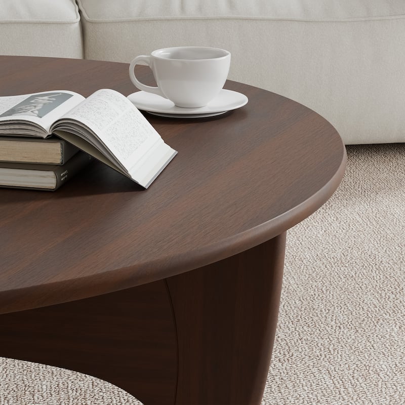 Round Modern Coffee Table Farmhouse Solid Wood Tea Table with Cross Sturdy Legs for Home Office Living Room - 16 in.H x 38 in.W
