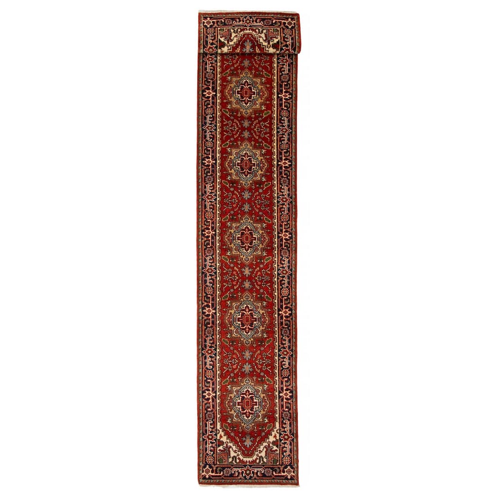 ECARPETGALLERY Hand-knotted Serapi Heritage Red Wool Rug - 2'7 x 17'6