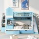 preview thumbnail 1 of 12, Full-Over-Full Castle Bunk Bed with 2 Drawers, 3 Shelves and Slide Blue
