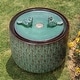 preview thumbnail 14 of 16, 15"H Turquoise Two Birds Embossed Leaf Pattern Cylindrical LED Ceramic Fountain by Glitzhome