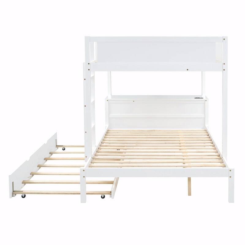 Full-Over-Full Bunk Bed with Twin Trundle, Storage & Built-In Desk
